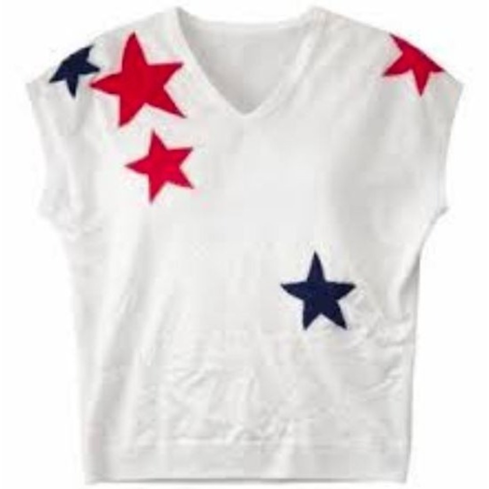 Aaeda‎ Women's Short Dolman Sleeve V-Neck Summer Sweater Eggshell/Red/Blue Small